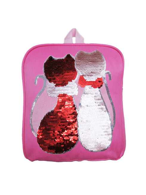 Girls Pink Flip Sequins Dual Cat Backpack - SophiasStyle.com